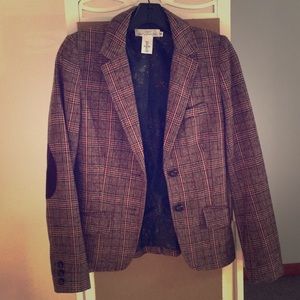 H&M Plaid Blazer with elbow patch detail